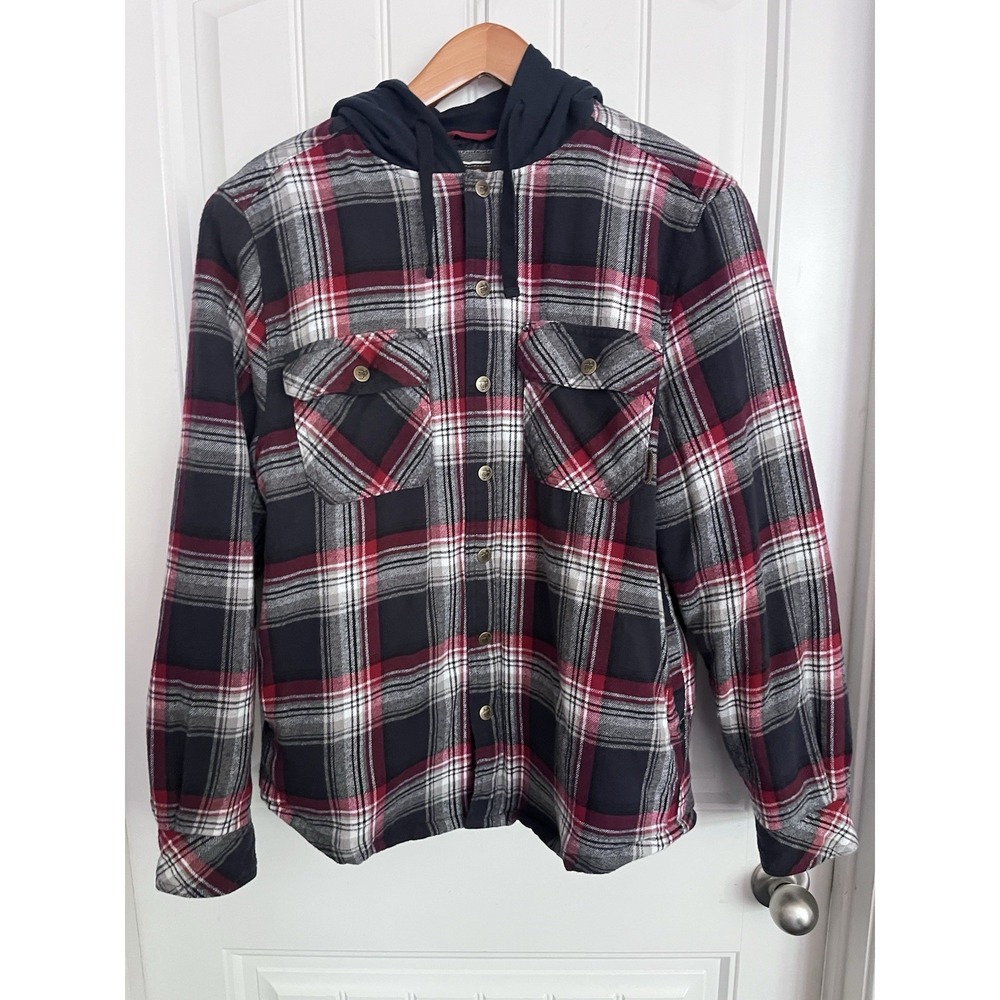 Legendary Whitetails‎ Hoodie Jacket Men's M Red Plaid Flannel Snap Shacket AA